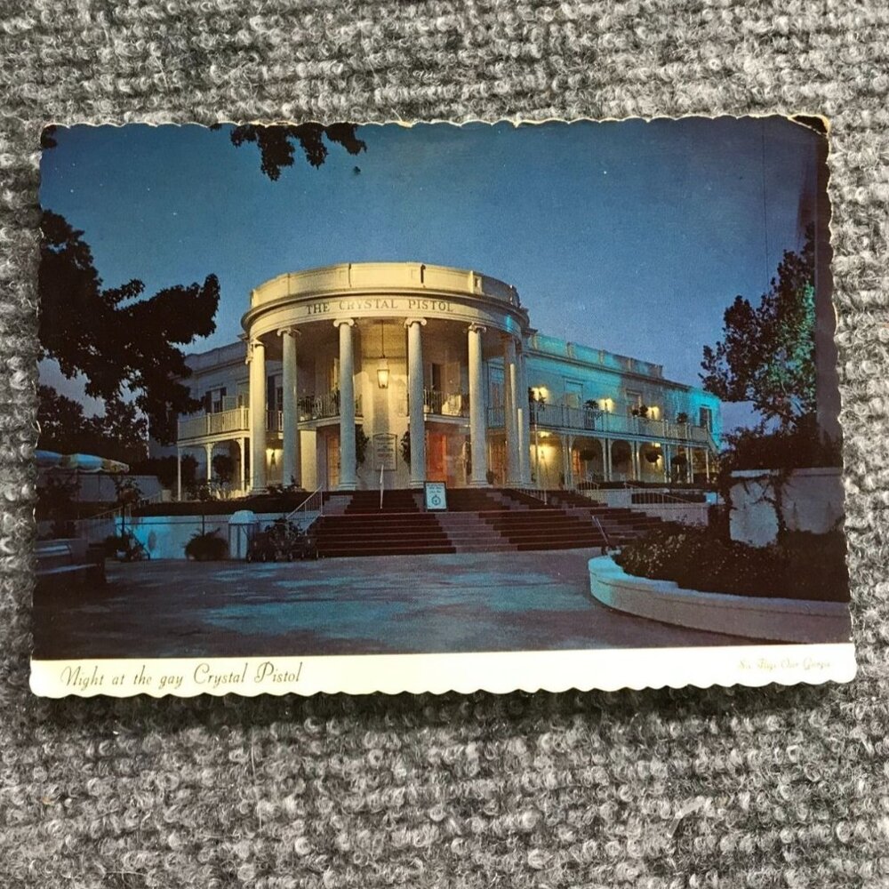 Vintage‎ Six Flags Over Georgia Postcard  Night At The Crystal Pistol Unused